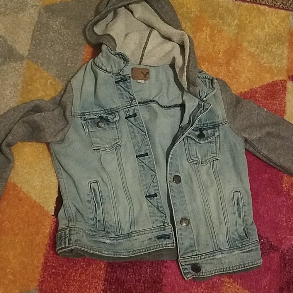 American Eagle denim/cotton raglan hooded jacket